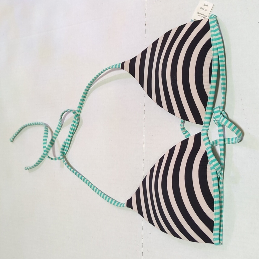 Hot Water Women's Striped Bikini Top w/Padded Bra Size Medium